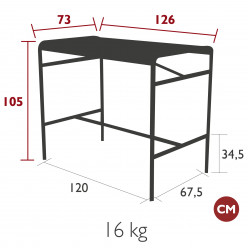 LUXEMBOURG  TABLE HAUTE 126 X 73 CM