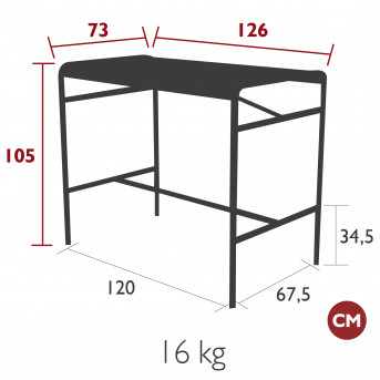 LUXEMBOURG  TABLE HAUTE 126 X 73 CM